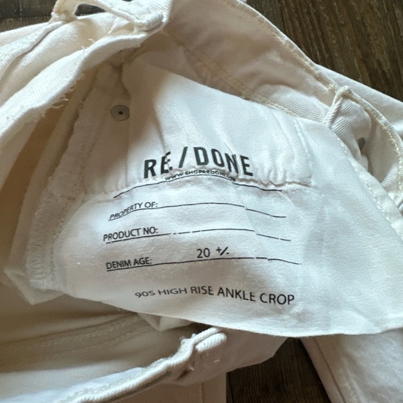 REDONE Orginals 90s High Rise Ankle Crop in Vintage White Size 24 - Picture 4 of 5